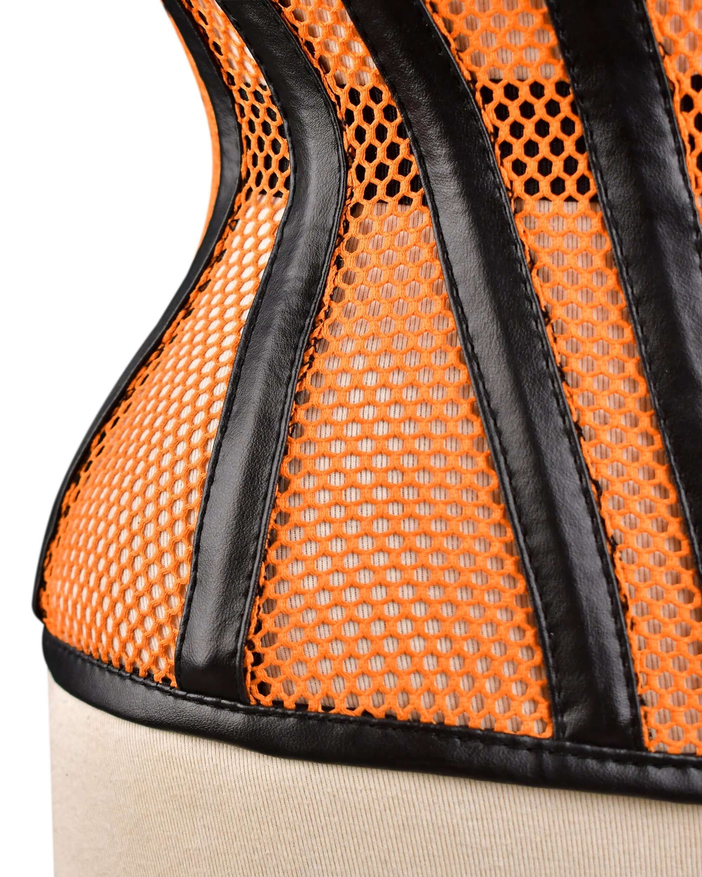 Orange Sheer Medieval Steel-Boned Lace-Up Underbust Corset