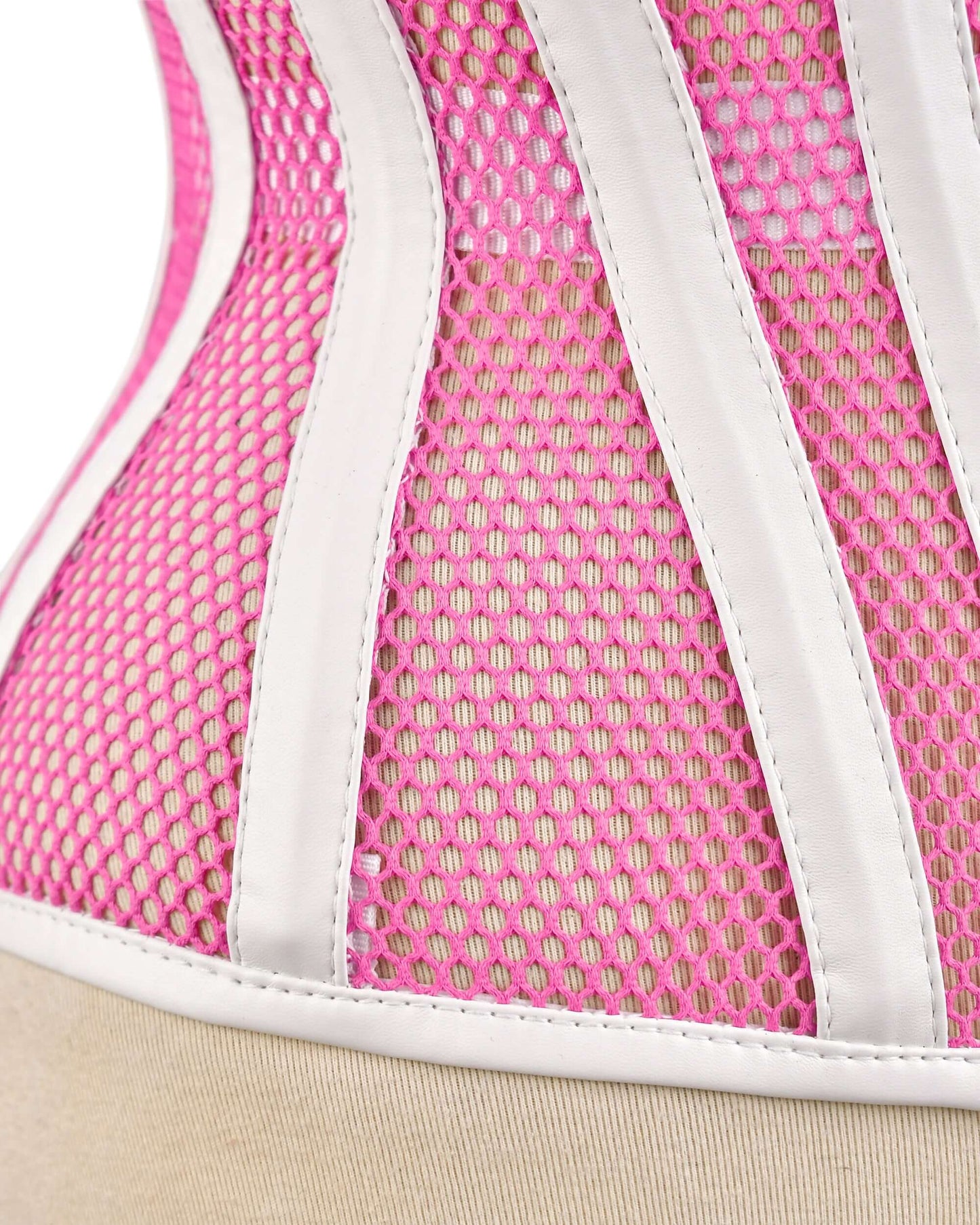 Pink Sheer Medieval Steel-Boned Lace-Up Underbust Corset