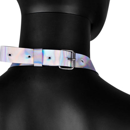Holographic Leather Harness Crop Top