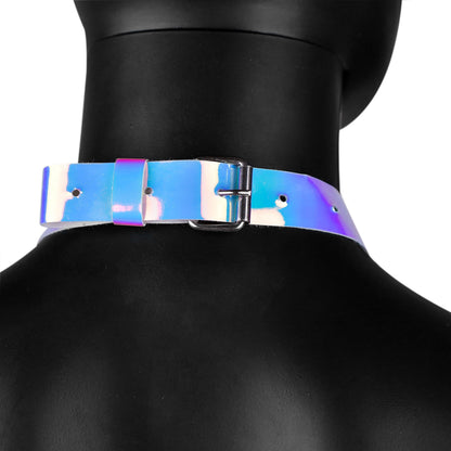 Blue Holographic Harness Crop Top