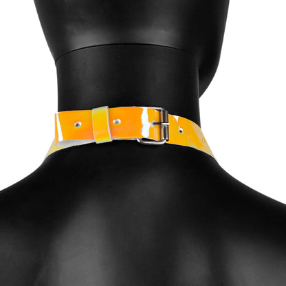 Yellow-Orange Holographic Harness Crop Top