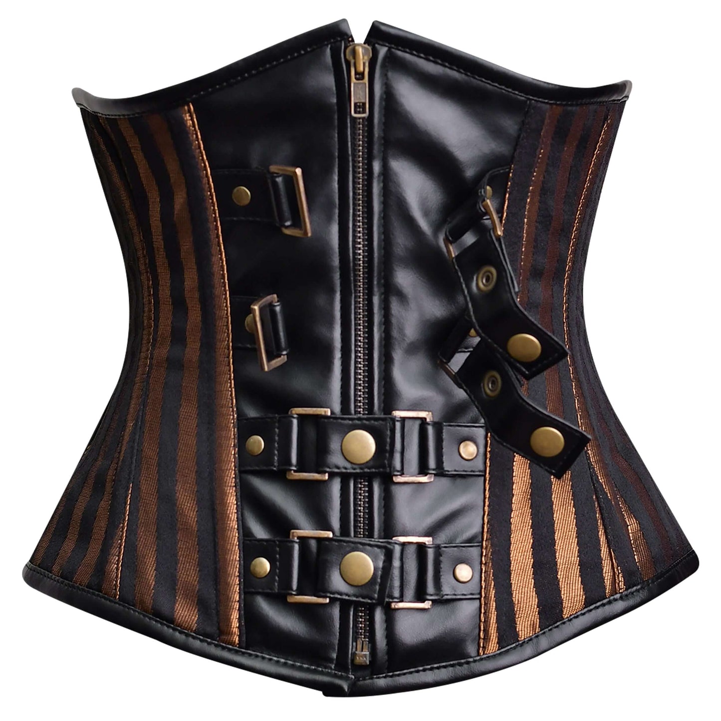 Brown Brocade Lace-up Underbust Steel Boned Corset