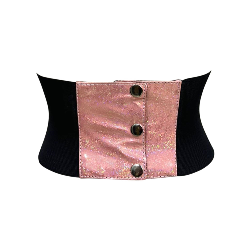 Peach Glitter PVC Waist Trainer Corset Belt - Waist Cincher