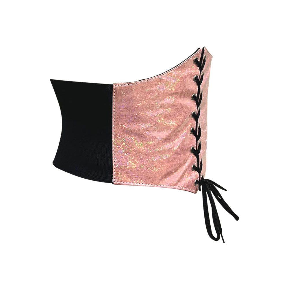 Peach Glitter PVC Waist Trainer Corset Belt - Waist Cincher