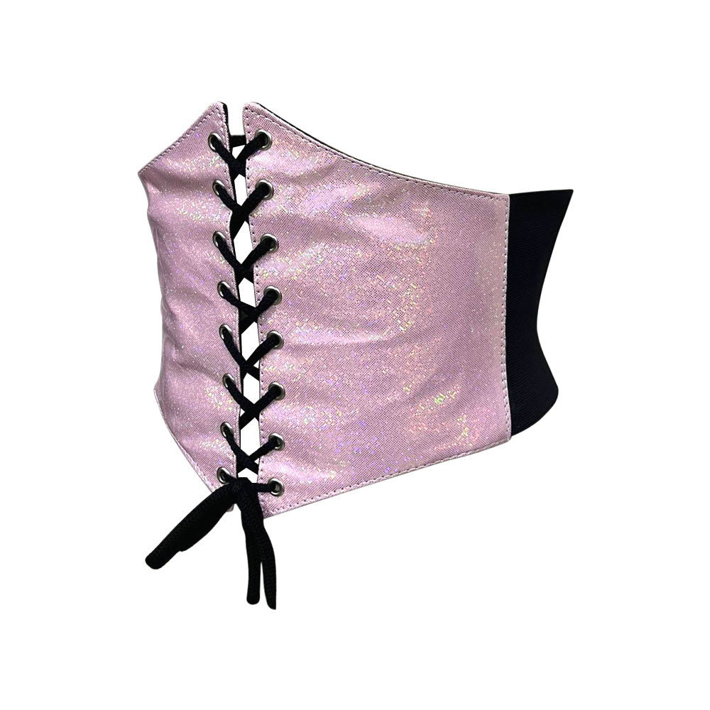 Pink Glitter PVC Waist Trainer Corset Belt - Waist Cincher