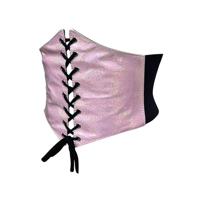 Pink Glitter PVC Waist Trainer Corset Belt - Waist Cincher