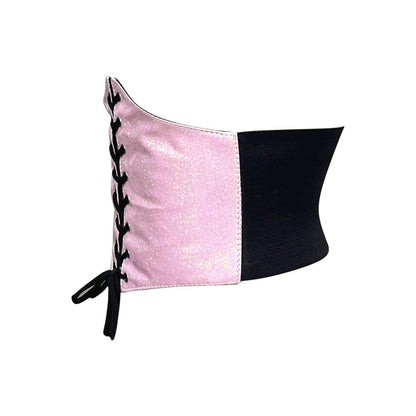 Pink Glitter PVC Waist Trainer Corset Belt - Waist Cincher