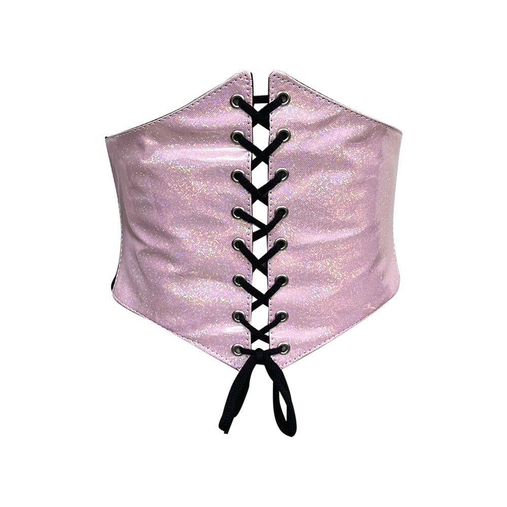 Pink Glitter PVC Waist Trainer Corset Belt - Waist Cincher