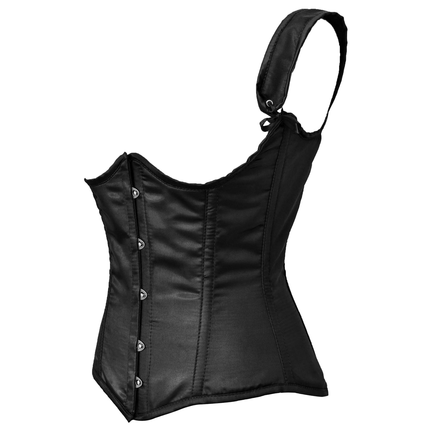 Black Satin Steel Boned Shoulder Straps Underbust Corset