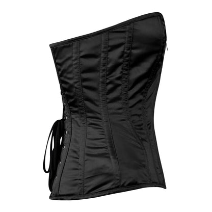 Handmade Black Satin Steel Boned OverBust Corset