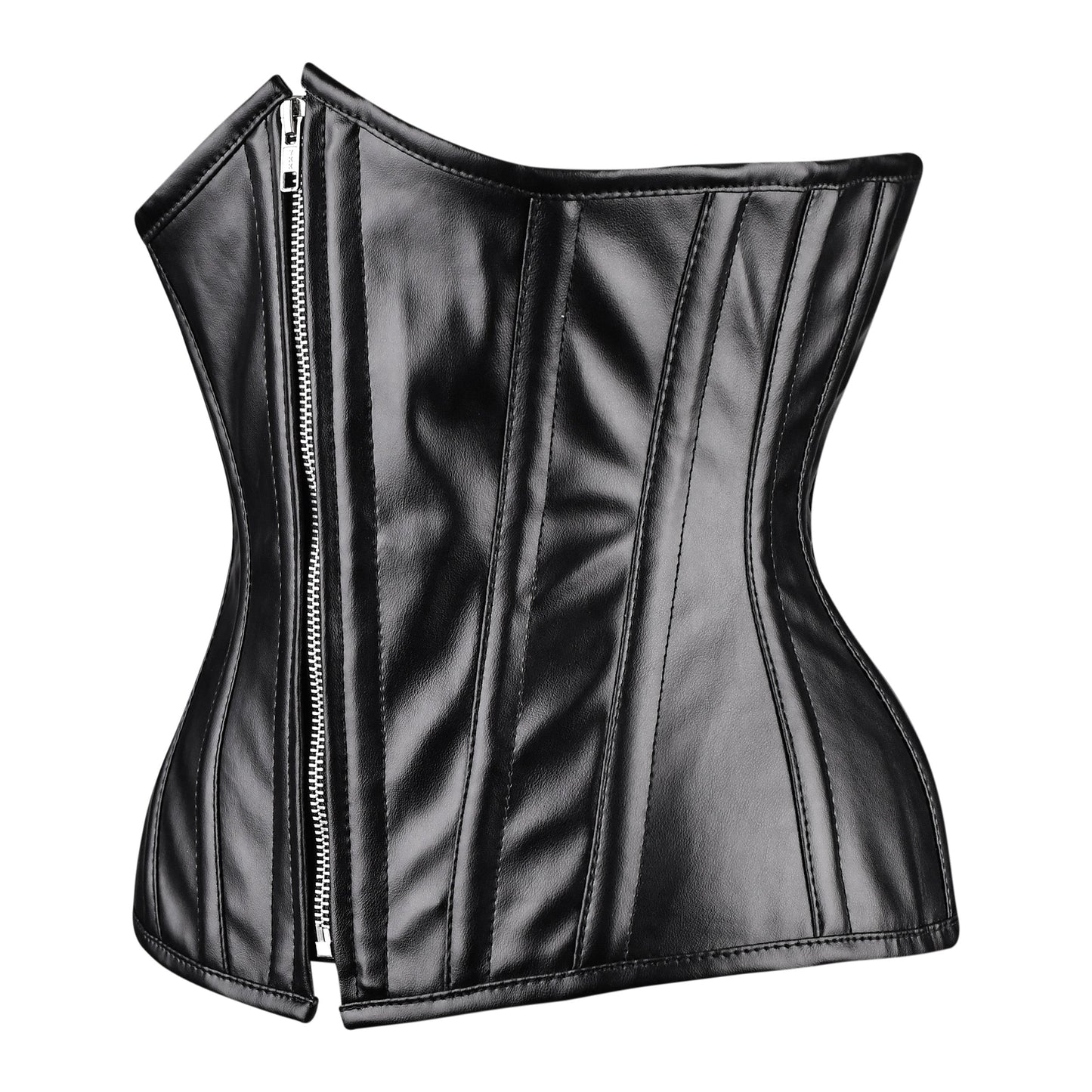 Black Faux Leather Underbust Corset
