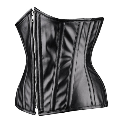 Black Faux Leather Underbust Corset