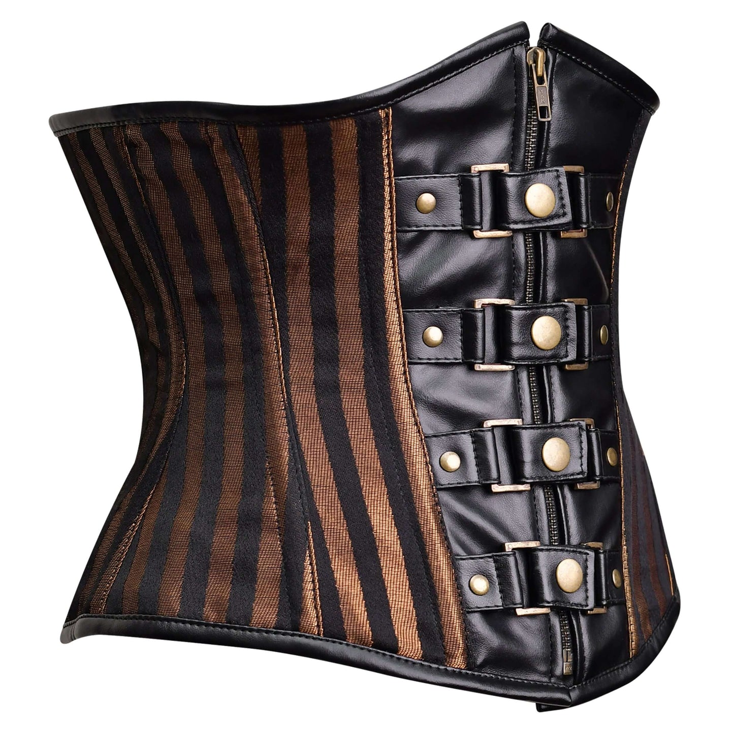 Brown Brocade Lace-up Underbust Steel Boned Corset