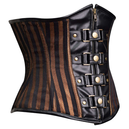 Brown Brocade Lace-up Underbust Steel Boned Corset