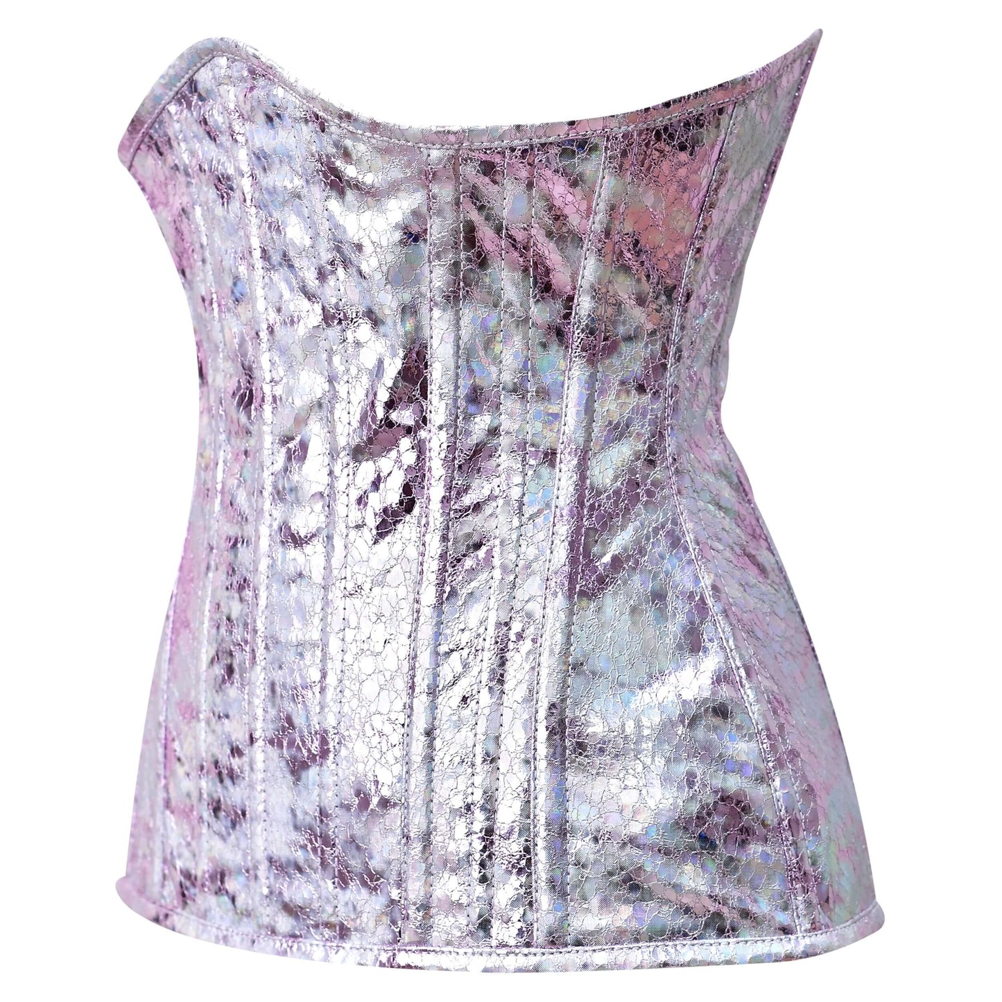 Pink Crackle PVC Underbust Steel Boned Corset