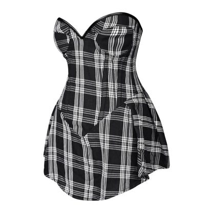 Black & White Plaid Corset Dress