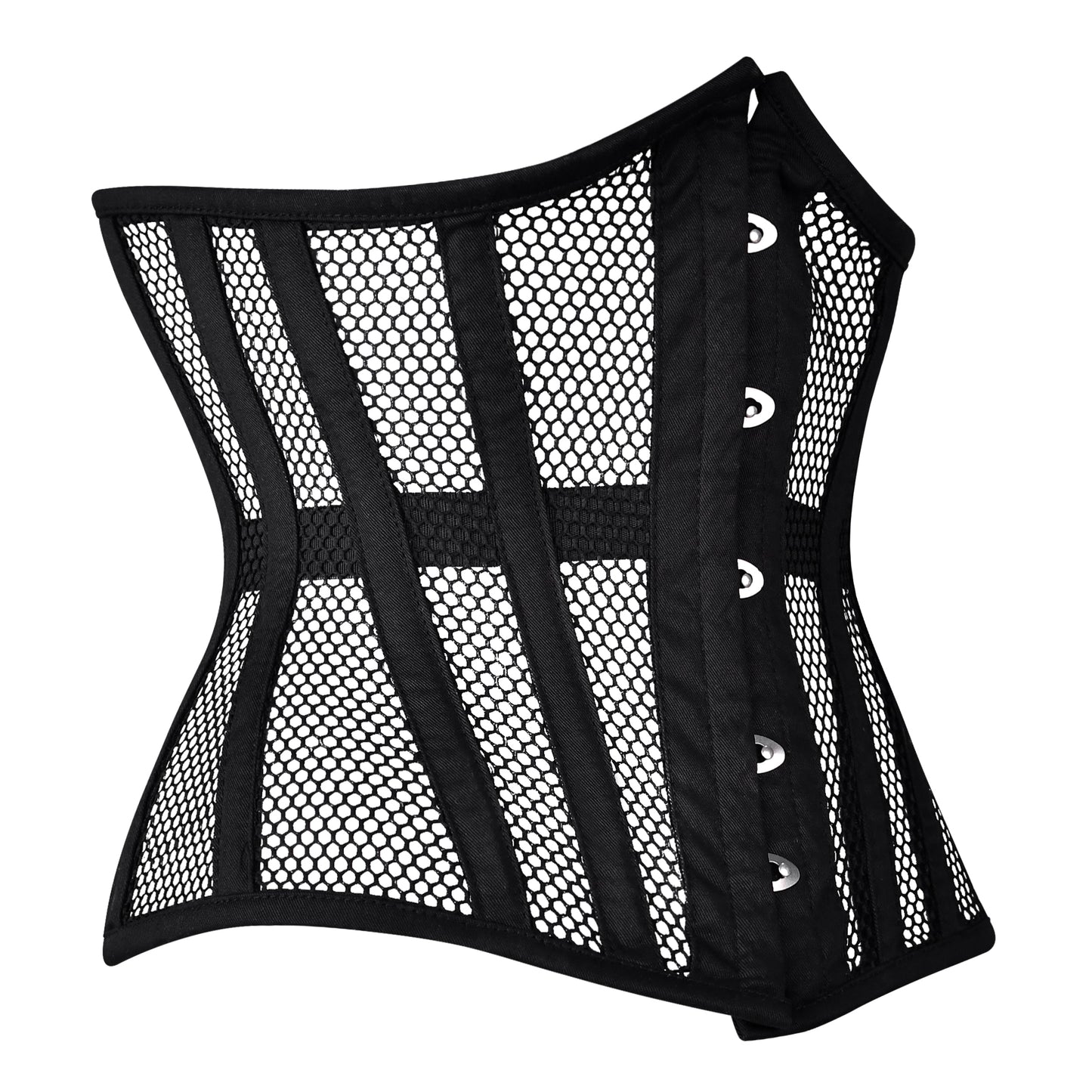 Black Torso Cotton Fishnet Underbust Steel Boned Corset