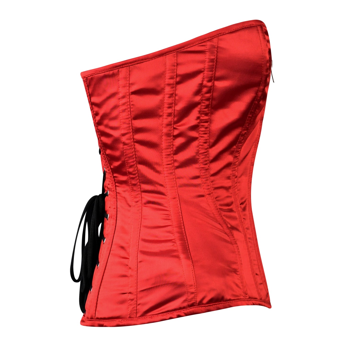 Red Satin Overbust Corset with Steel Boning (Handmade)