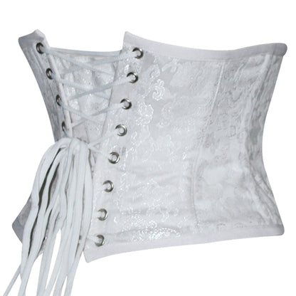 White Brocade Mini Cincher corset - Waist Trainer Short torso