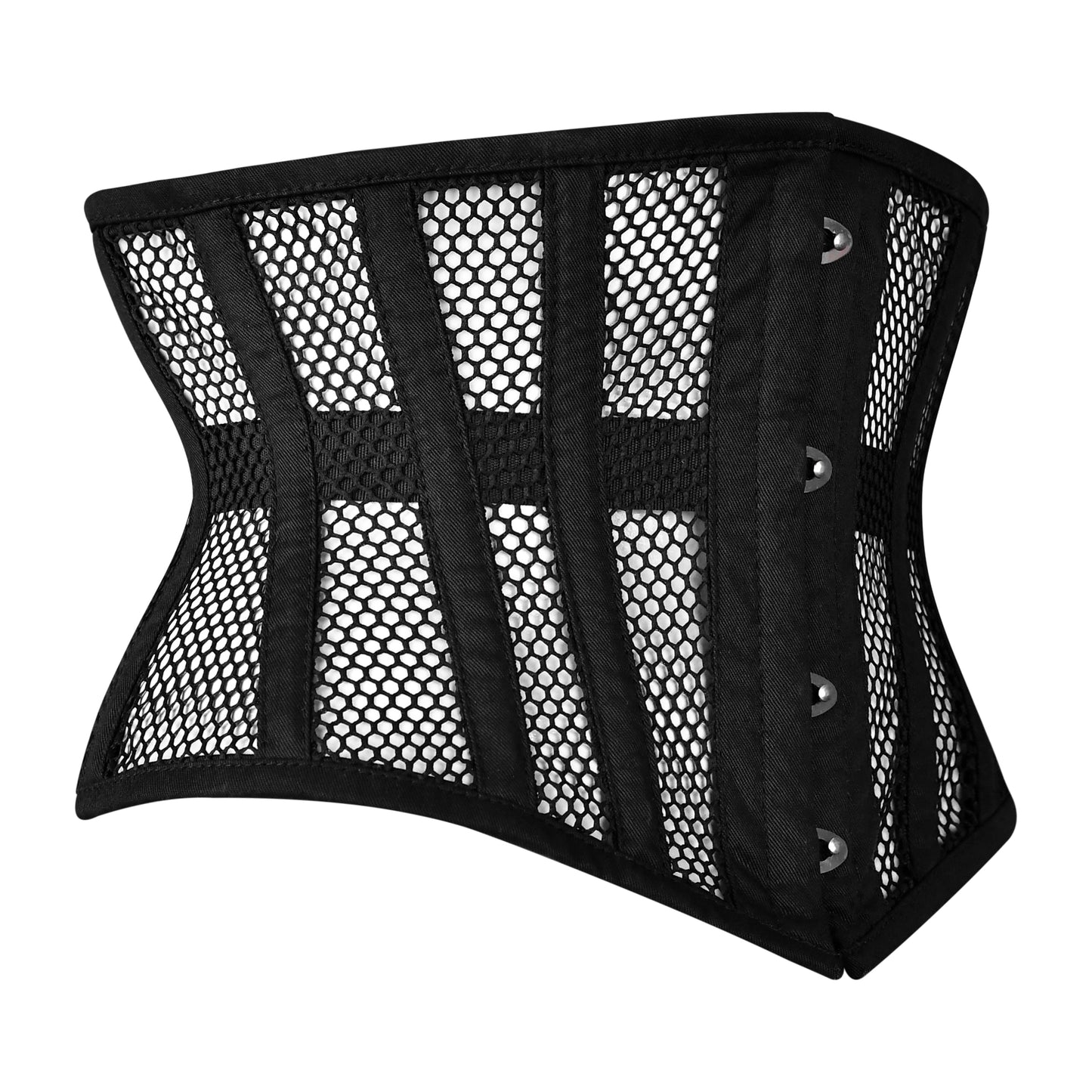 Handmade Black Cotton Mesh Steel Boned Mini Cincher Corset