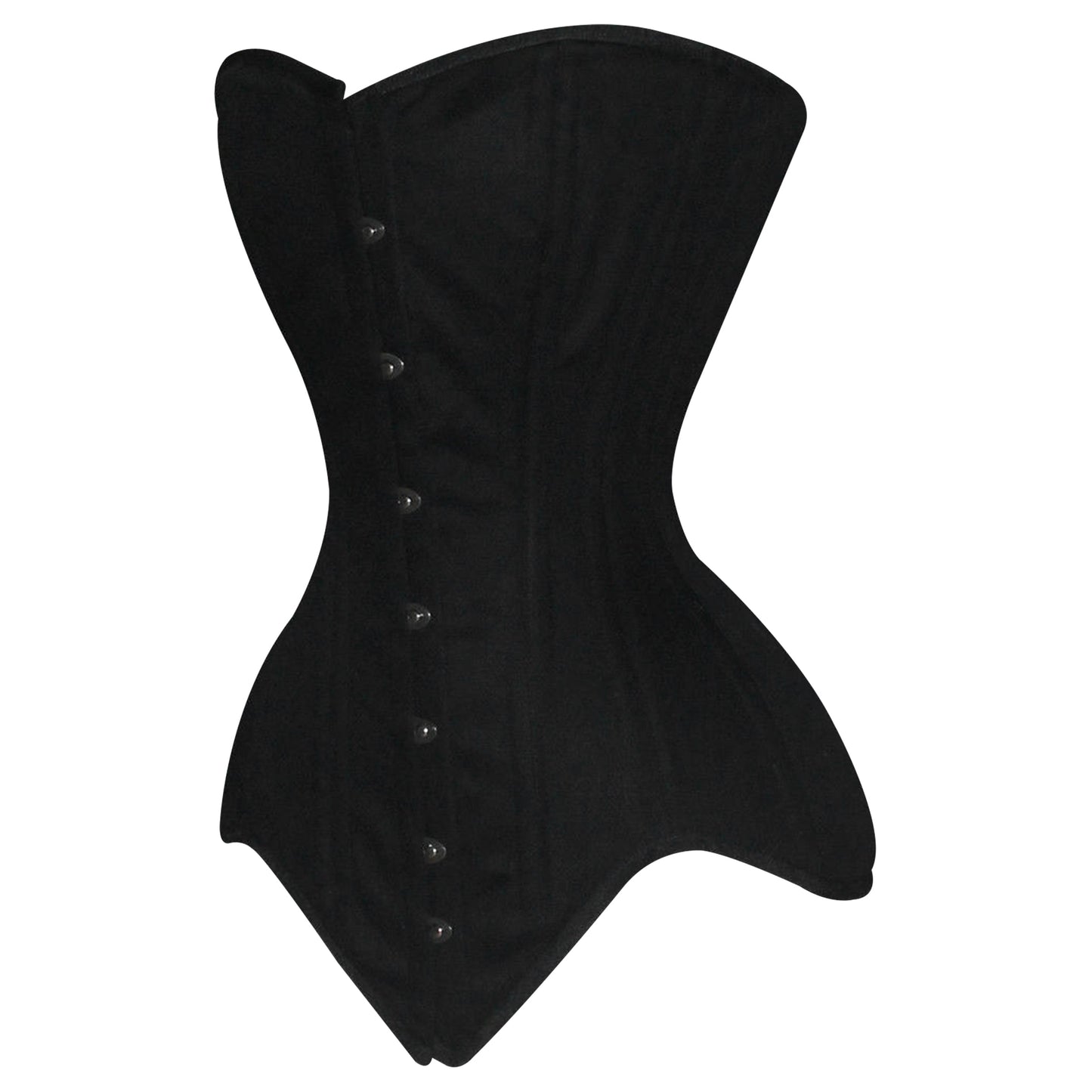 Handmade Black Cotton Steel Boned Overbust Waist Training Corset