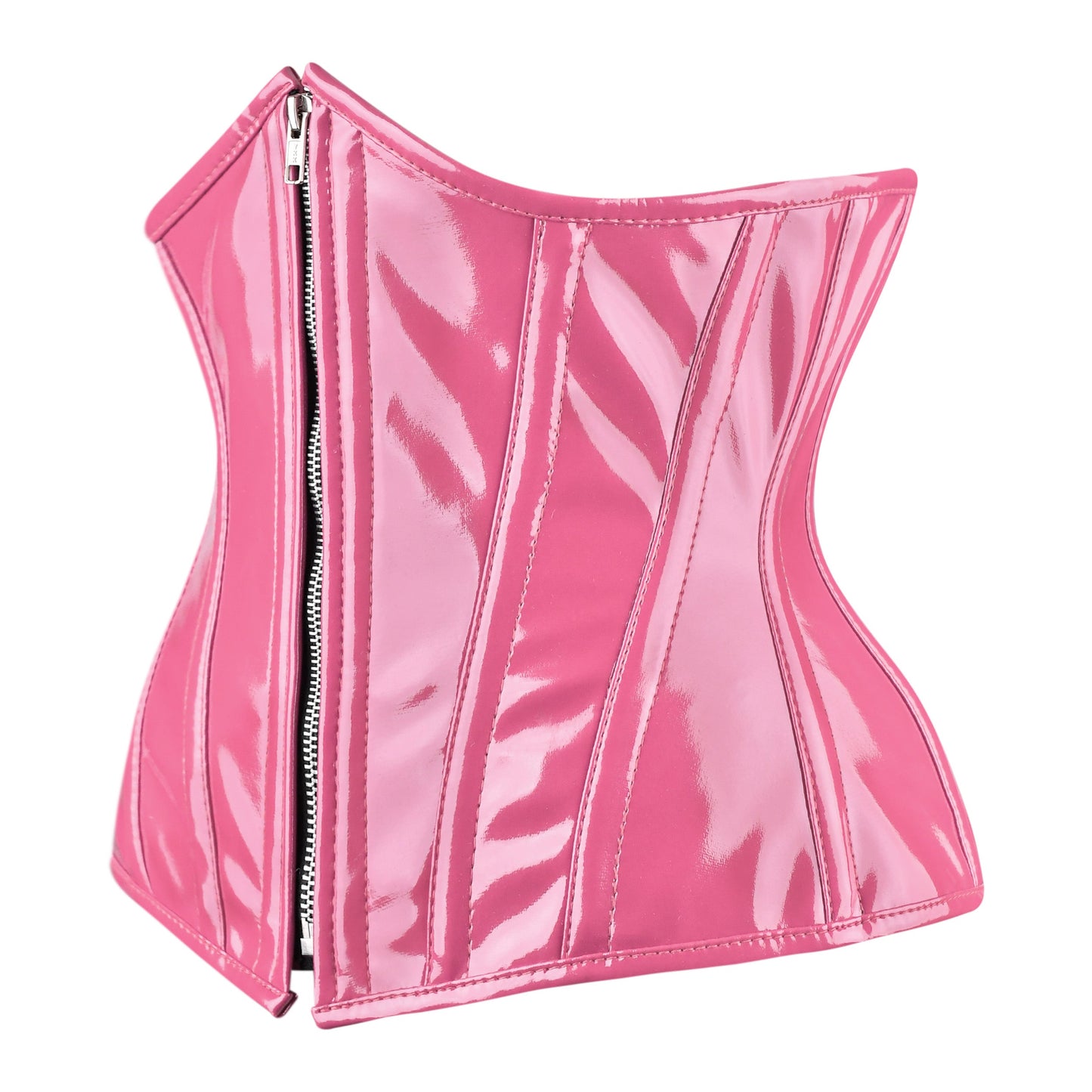 Hot Pink Gloss Vinyl Underbust Corset