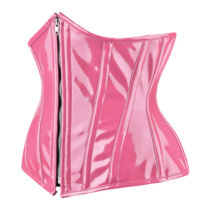Hot Pink Gloss Vinyl Underbust Corset