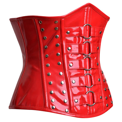 Red PVC Underbust Corset Top - Steel Boned Waist Trainer