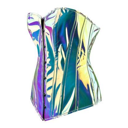Holographic Blue Over bust Corset