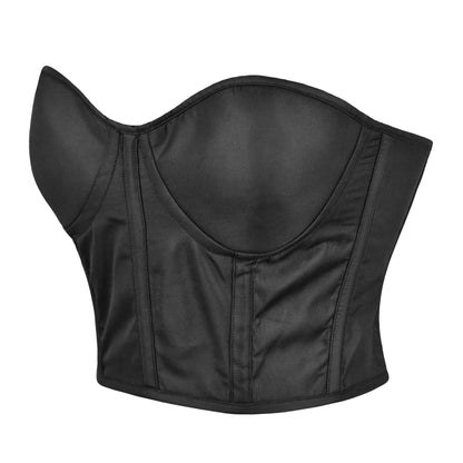 Handmade Black Matte Leather Overbust Corset.