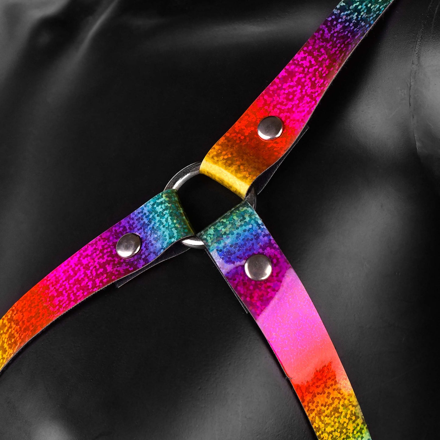 HAR-219 Rainbow Holographic Strappy Harness
