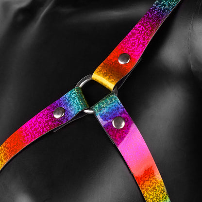 HAR-219 Rainbow Holographic Strappy Harness
