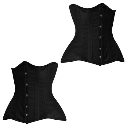 Black Cotton Underbust Steel Boned Waist Training Corset