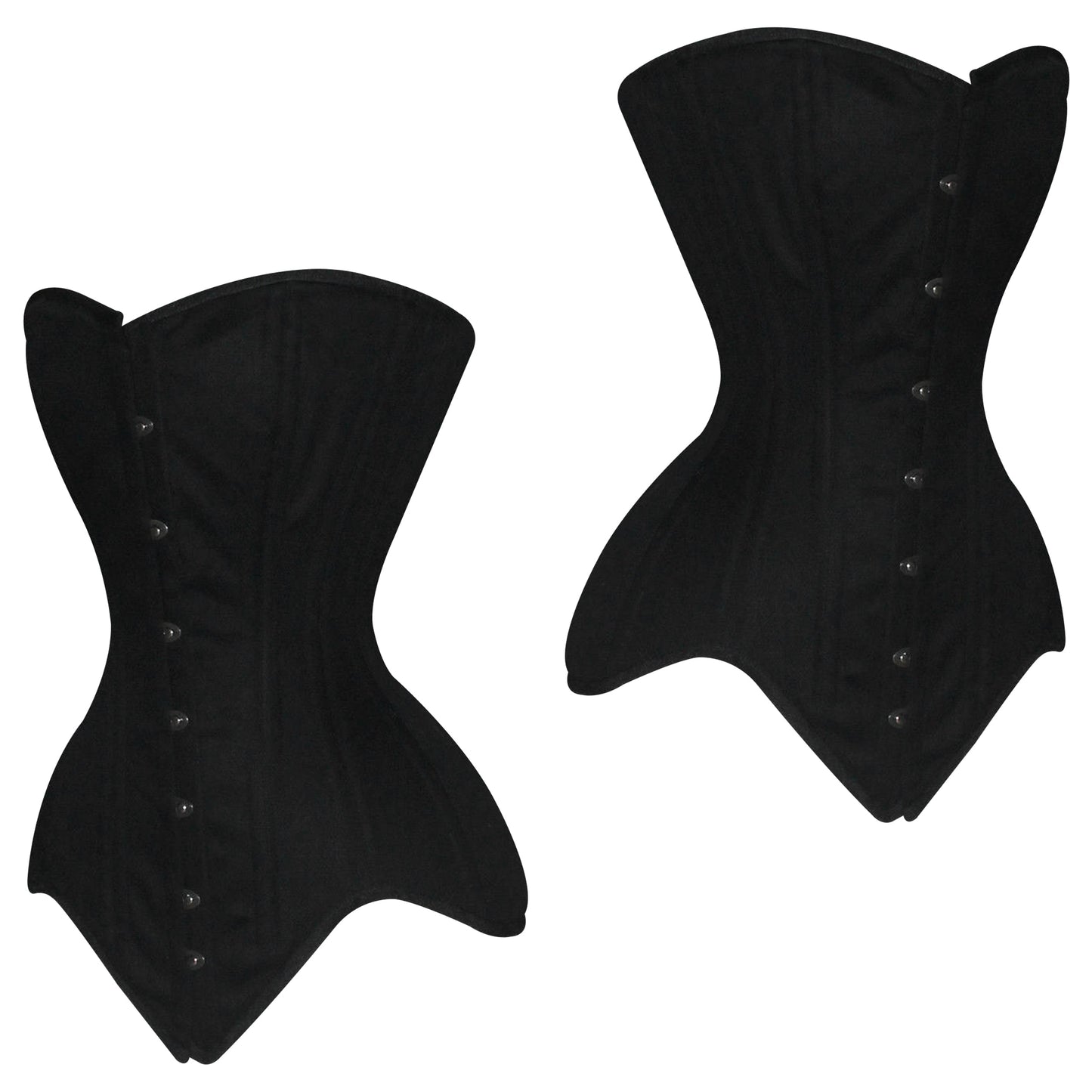 Handmade Black Cotton Steel Boned Overbust Waist Training Corset