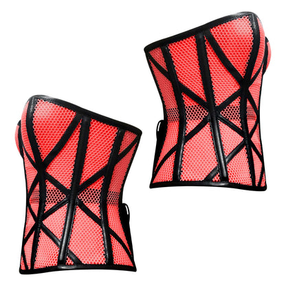 Stylish Overbust Faux/Fishnet Steel boned Corset