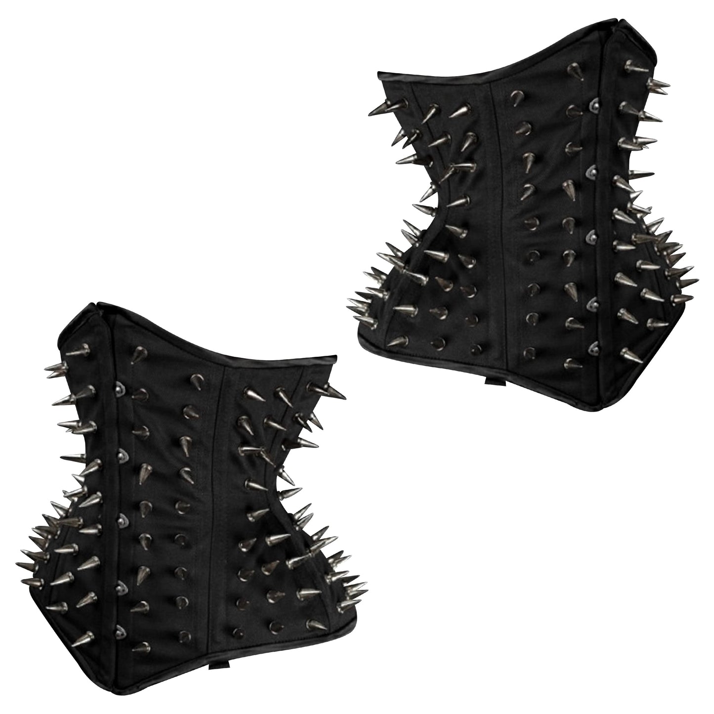 Black Spiked Steampunk Cotton Steel Boned Underbust Corset