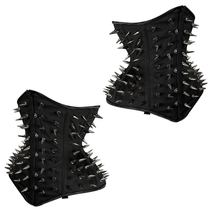 Black Spiked Steampunk Cotton Steel Boned Underbust Corset