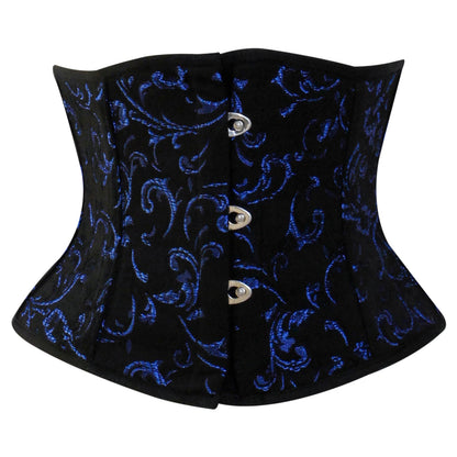 Blue Brocade Mini Cincher corset - Waist Trainer Short torso