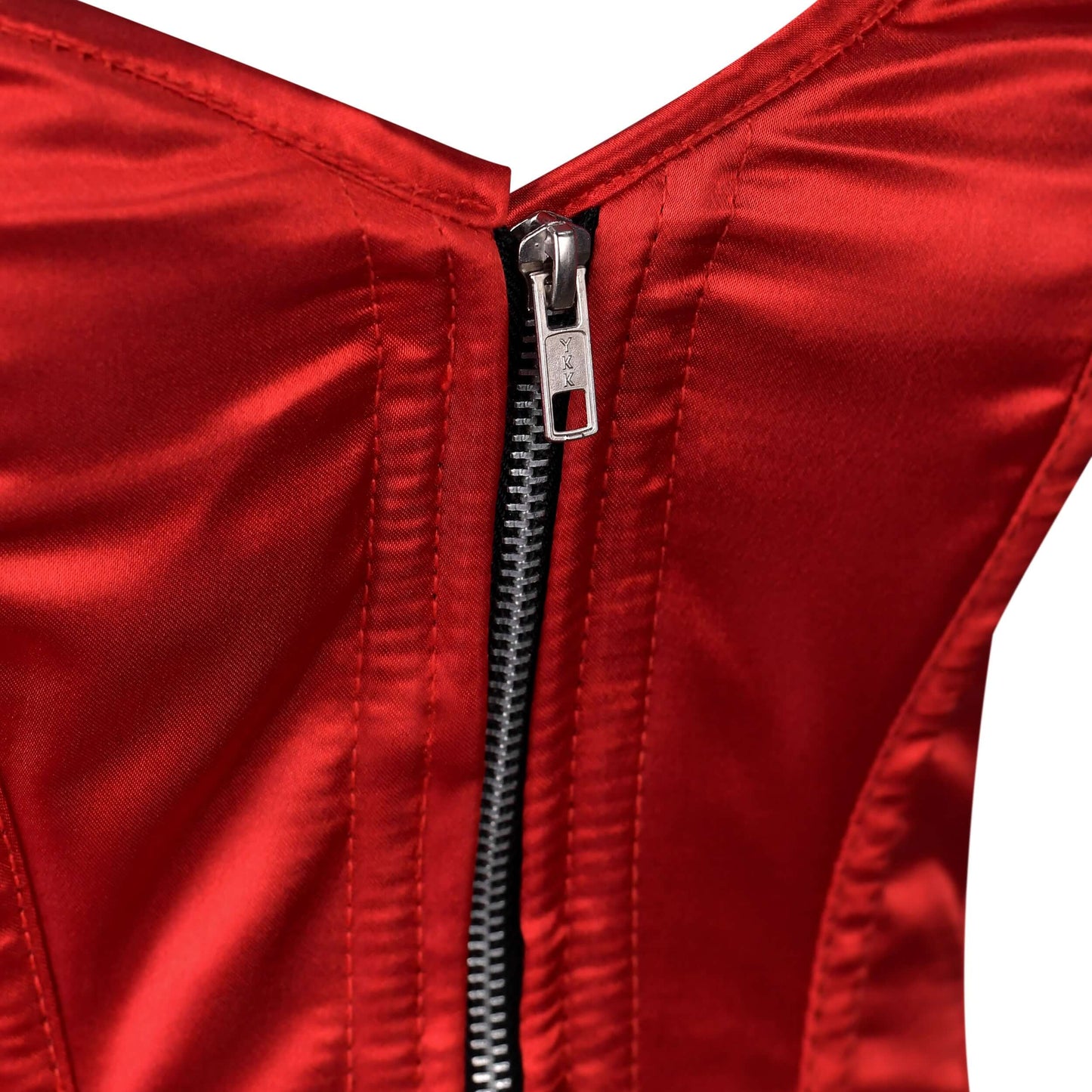 Red Satin Overbust Corset with Steel Boning (Handmade)