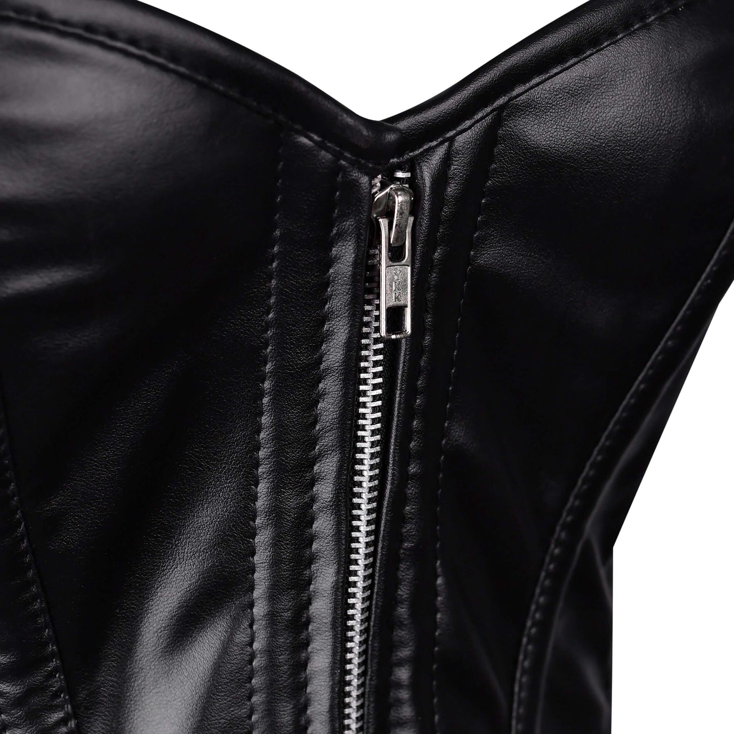 Handmade Black Faux Leather Steel Boned Overbust Corset