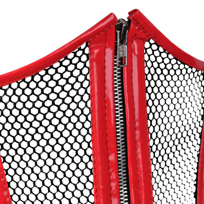Red PVC Fishnet Underbust Steel Boned Corset