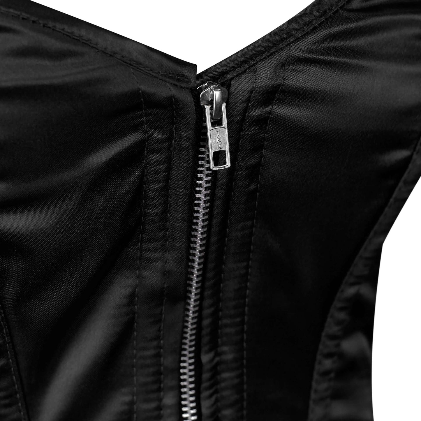 Handmade Black Satin Steel Boned OverBust Corset