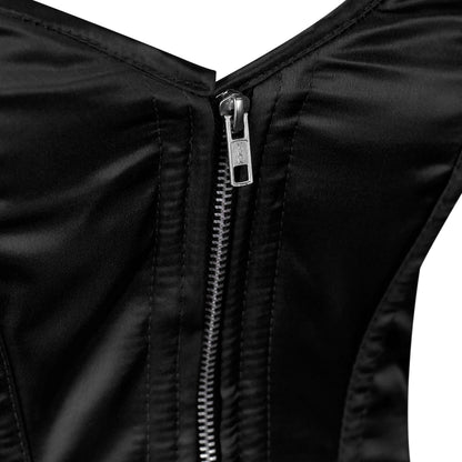 Handmade Black Satin Steel Boned OverBust Corset