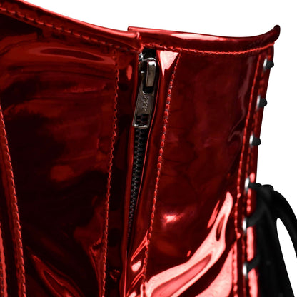 RED Metallic PVC Steel Boned Bustier Top corset w/ Spikes