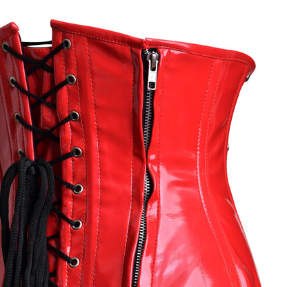 Red PVC Underbust Corset Top - Steel Boned Waist Trainer